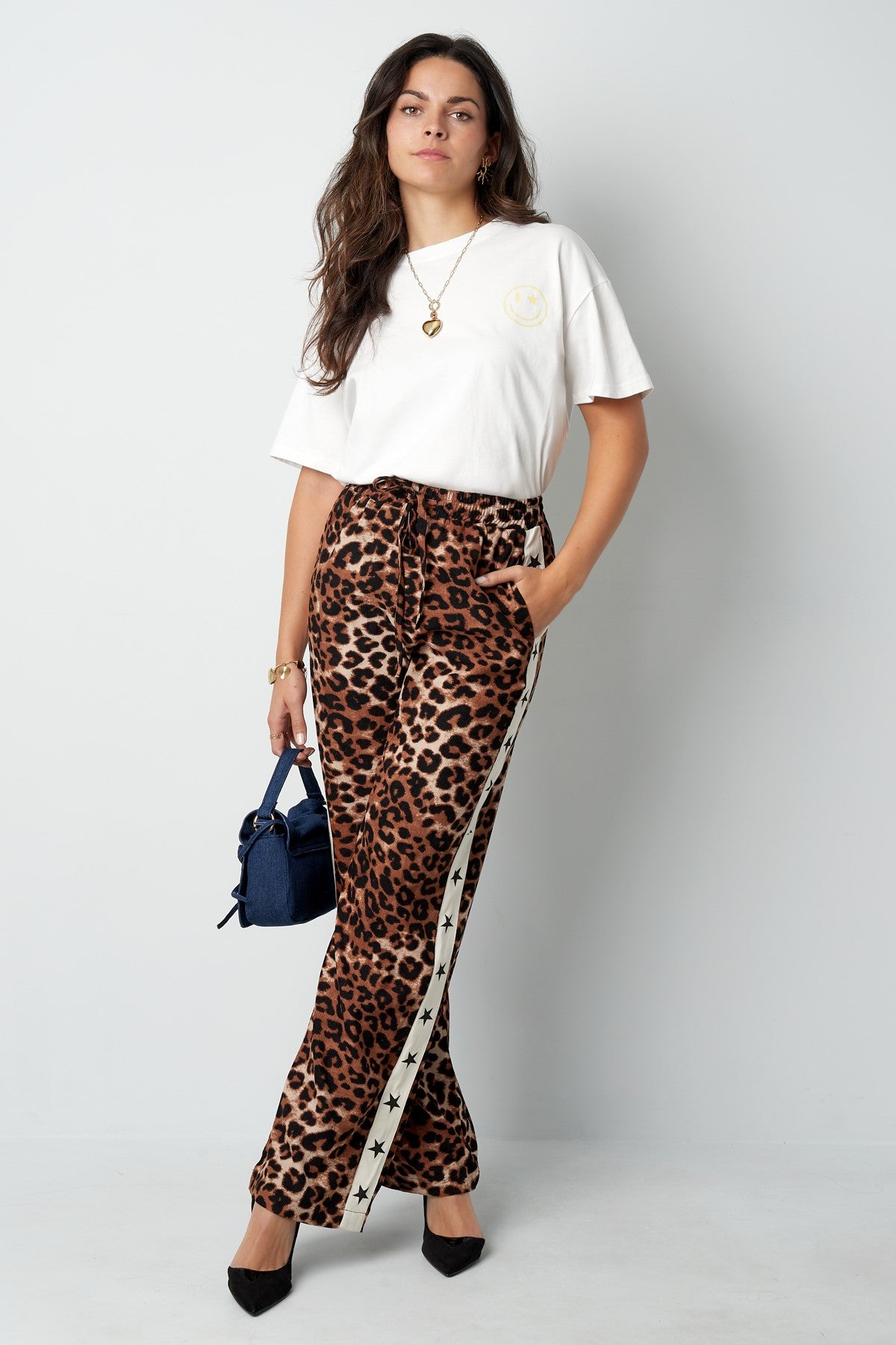 Wild leopard broek streep