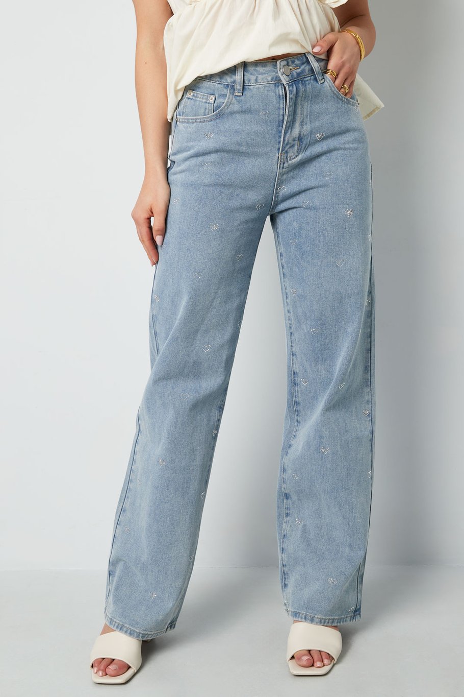 Denim jeans glitter hart