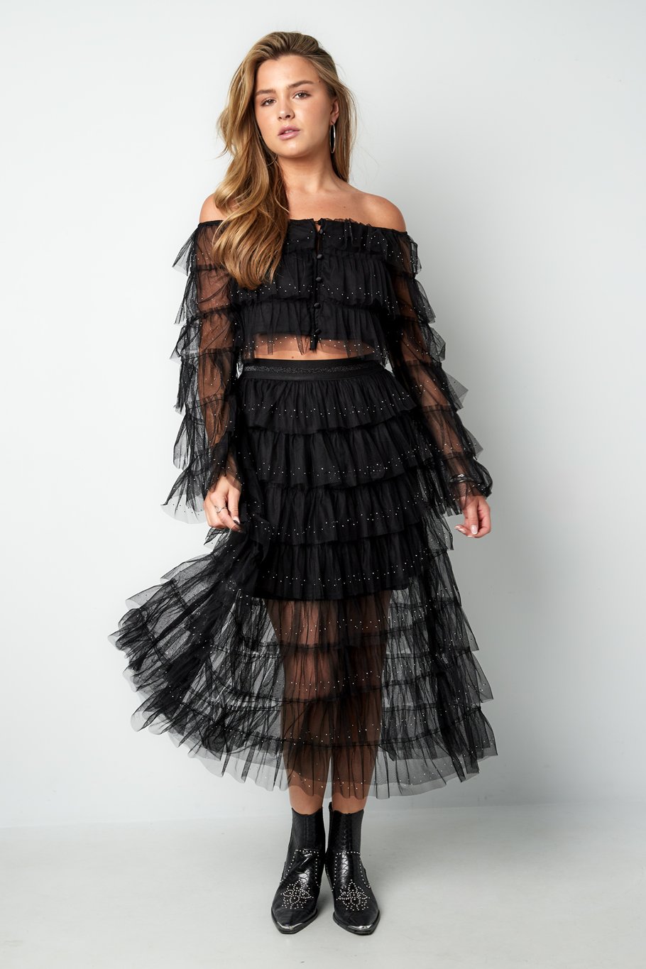 Festival sparkly rok met ruches