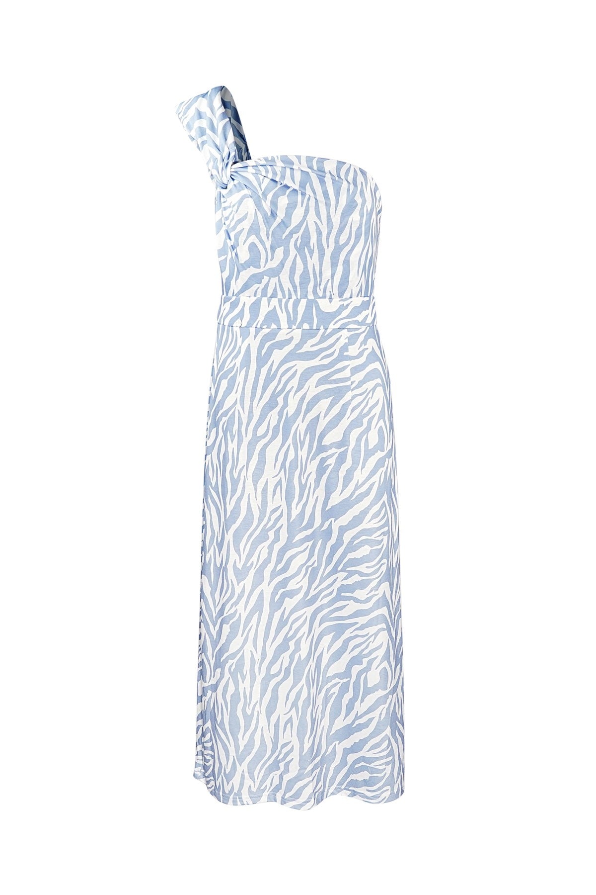 One shoulder zebra jurk