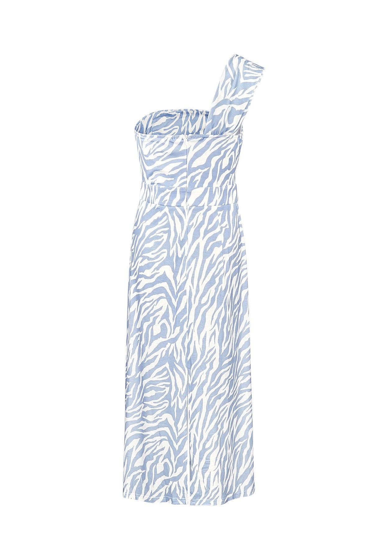 One shoulder zebra jurk