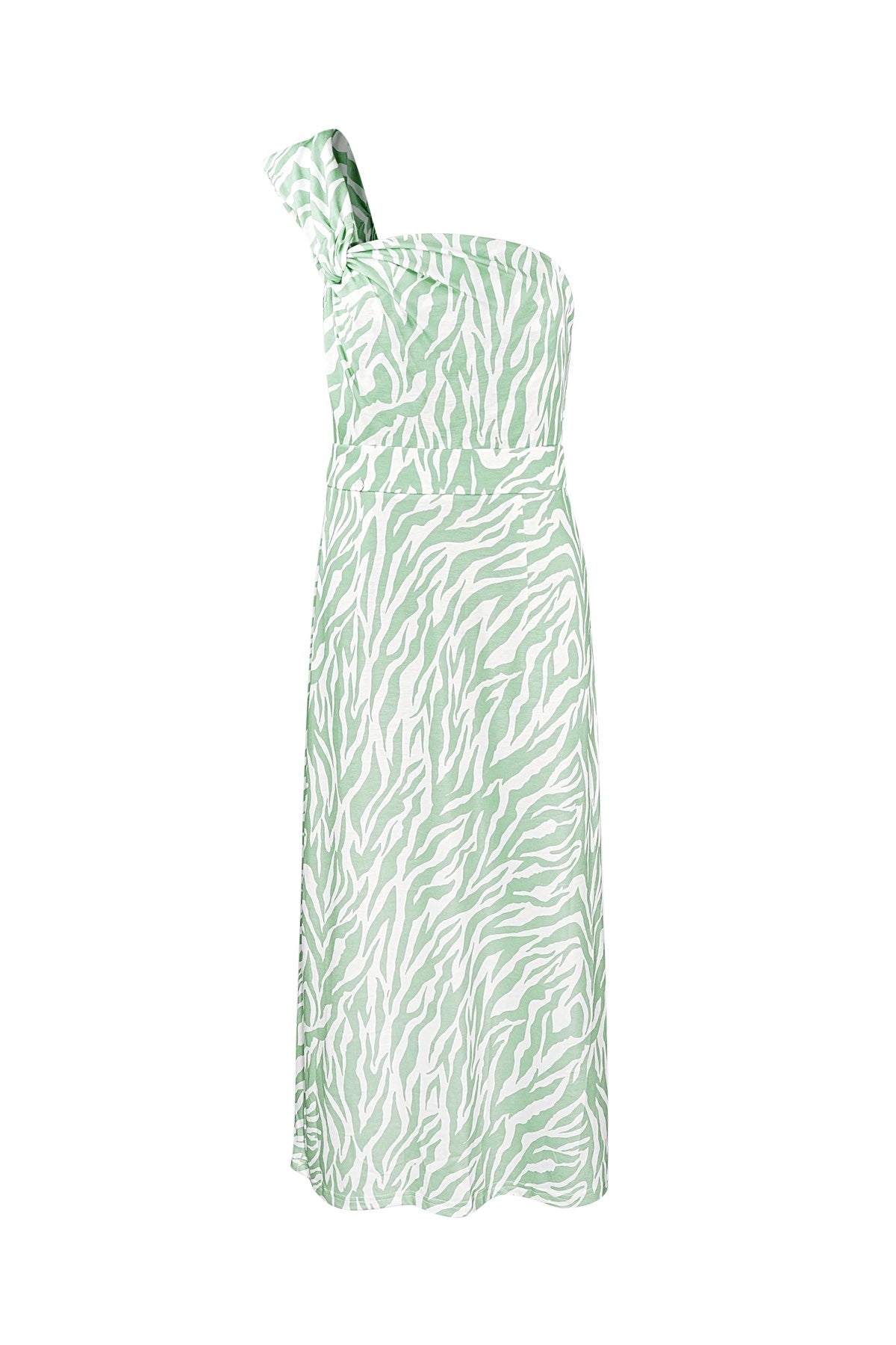 One shoulder zebra jurk
