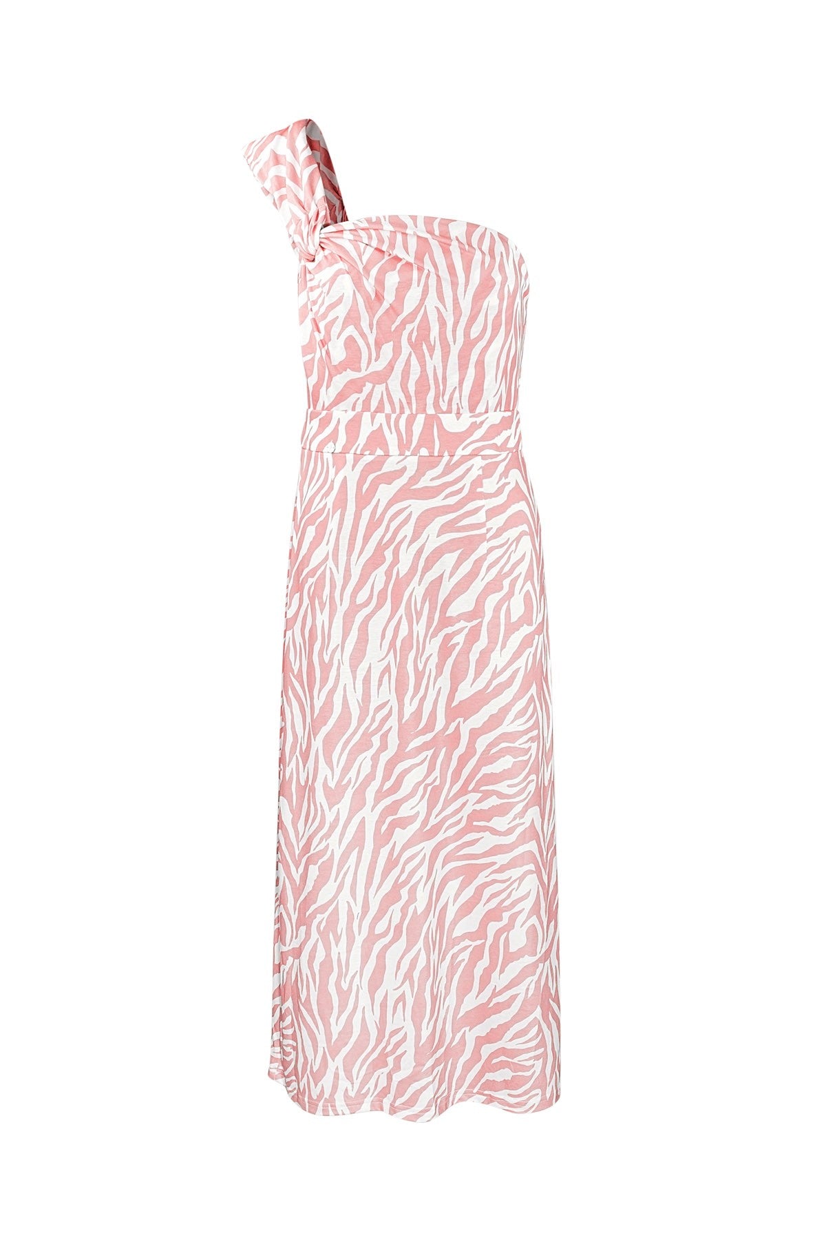 One shoulder zebra jurk