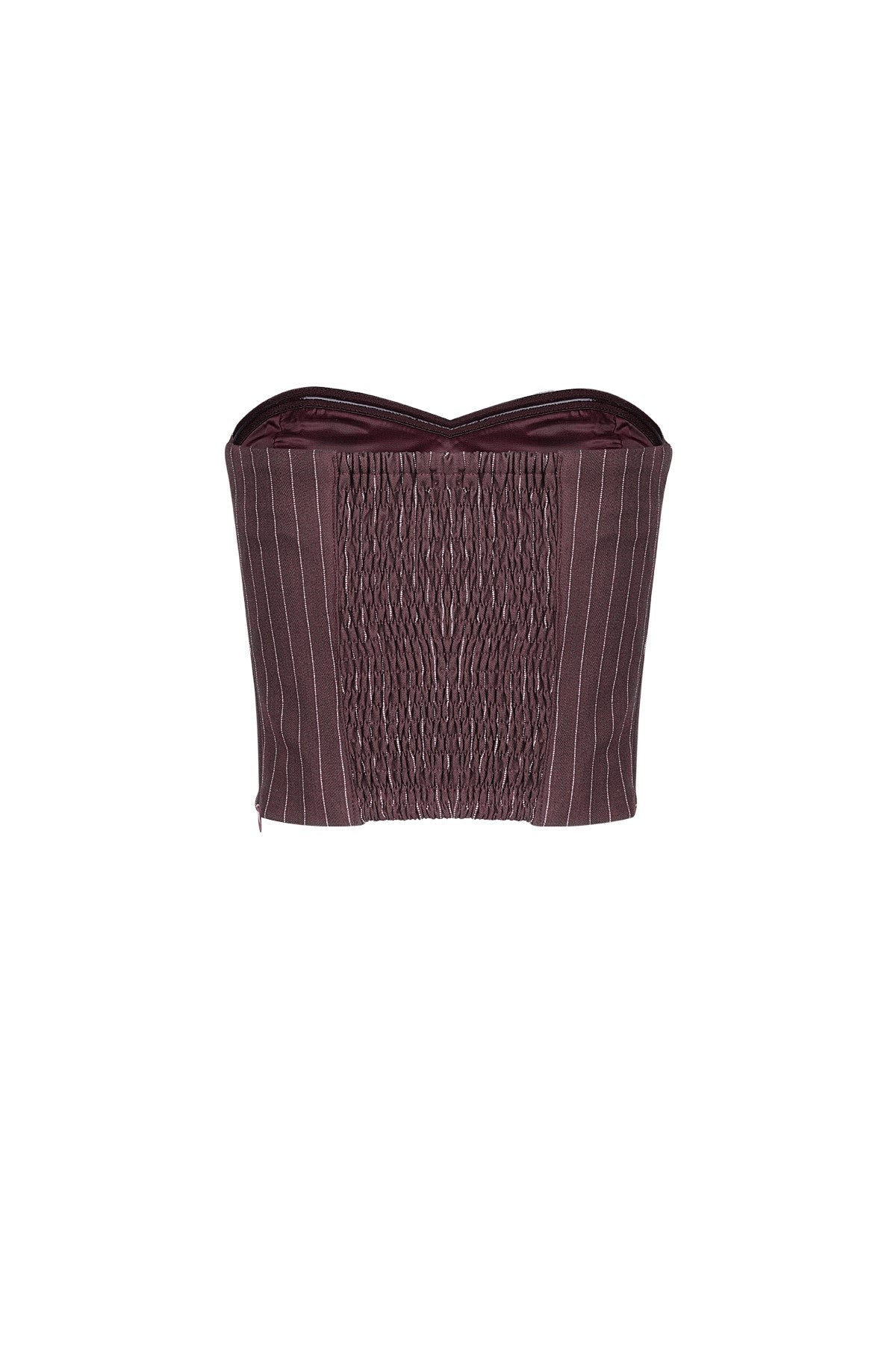 Mouwloze Pinstripe Top | Dames Gestructureerde Top | Grijs & Bordeaux
