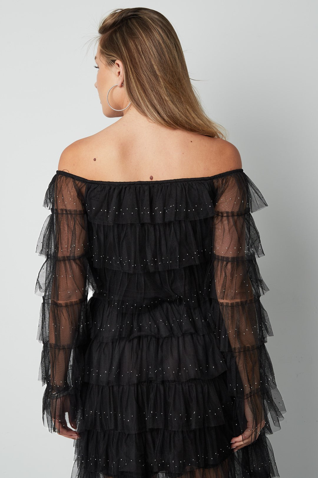 Festival sparkly top met ruches