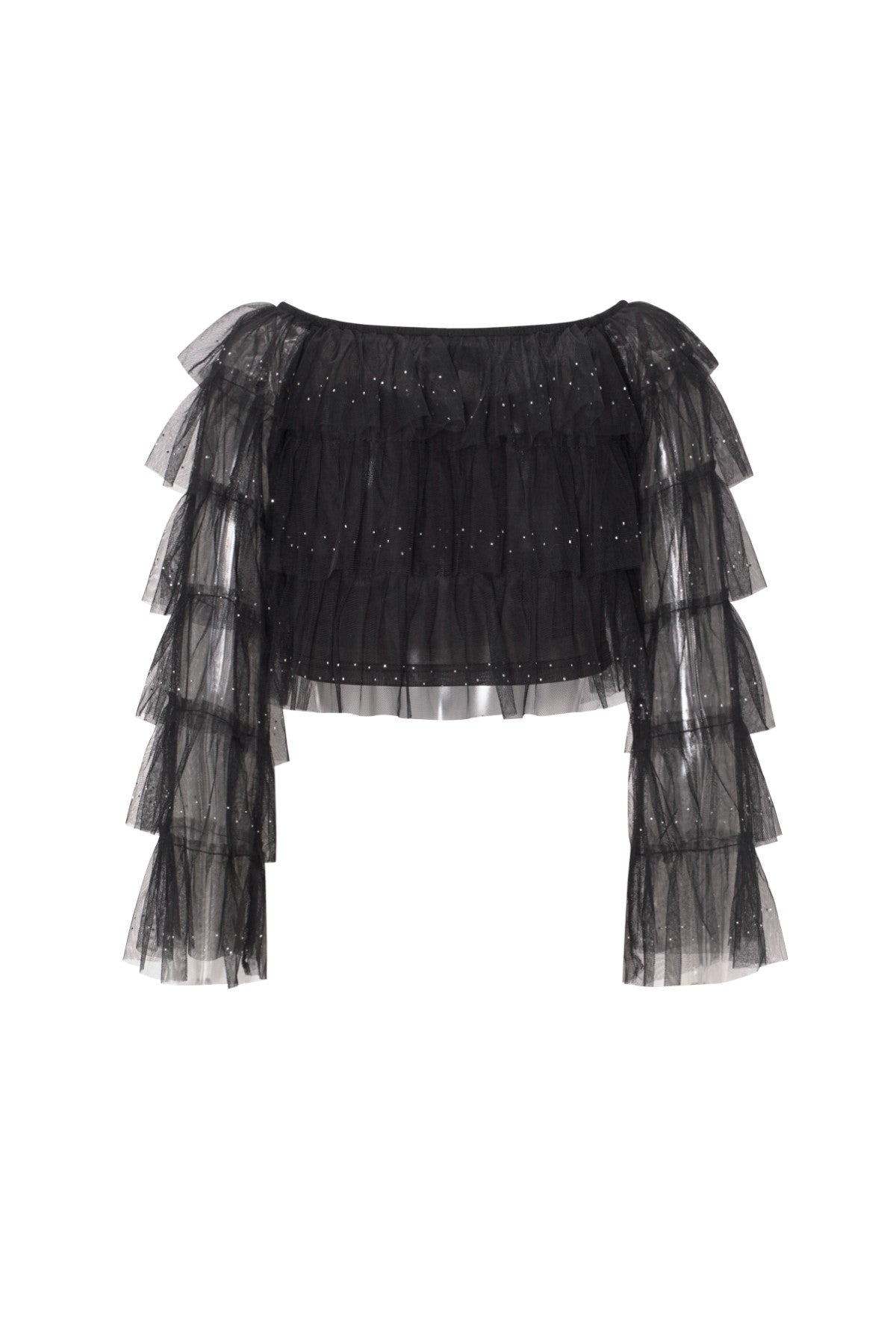 Festival sparkly top met ruches
