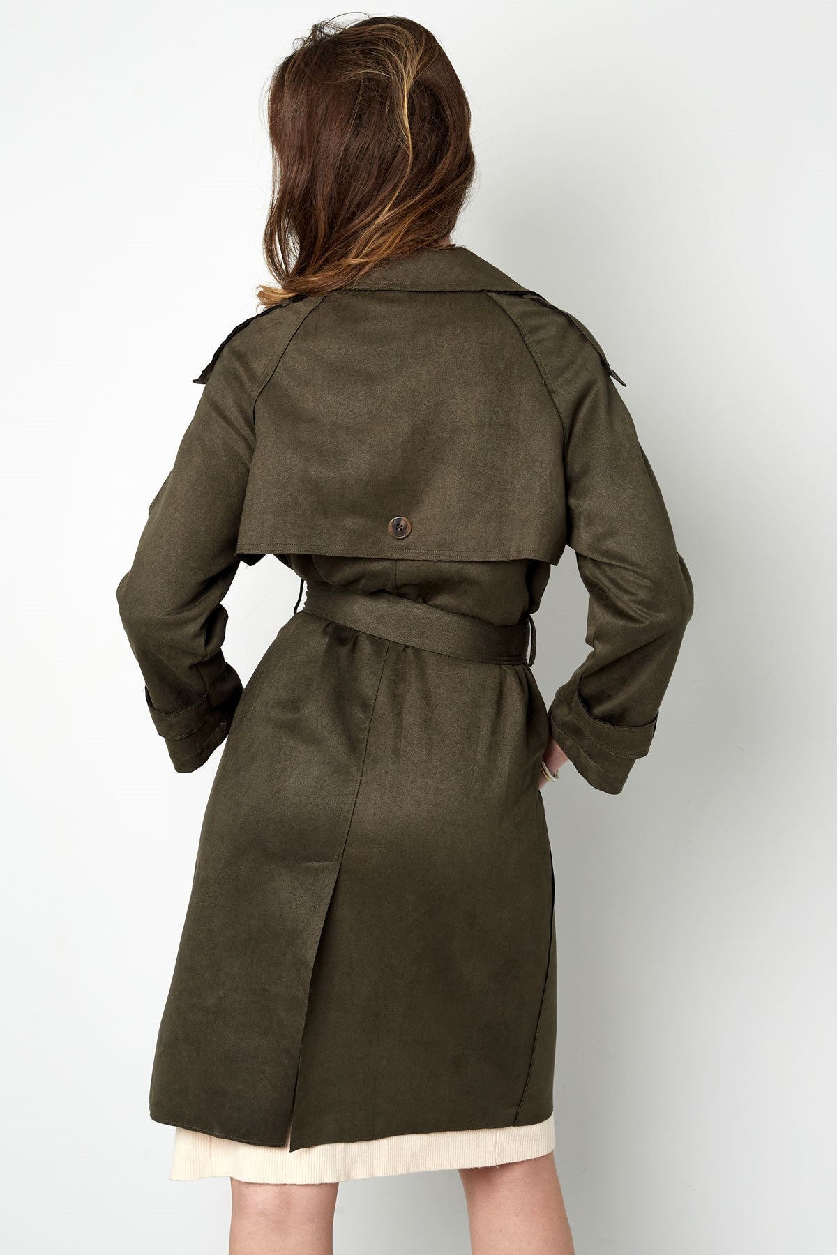 Klassieke trenchcoat suedine