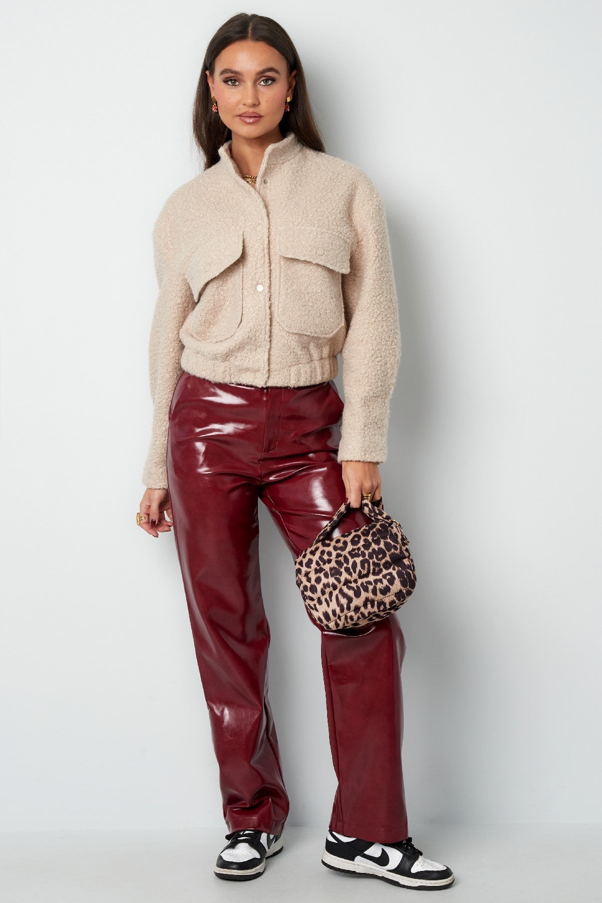 Bouclé bomber jas