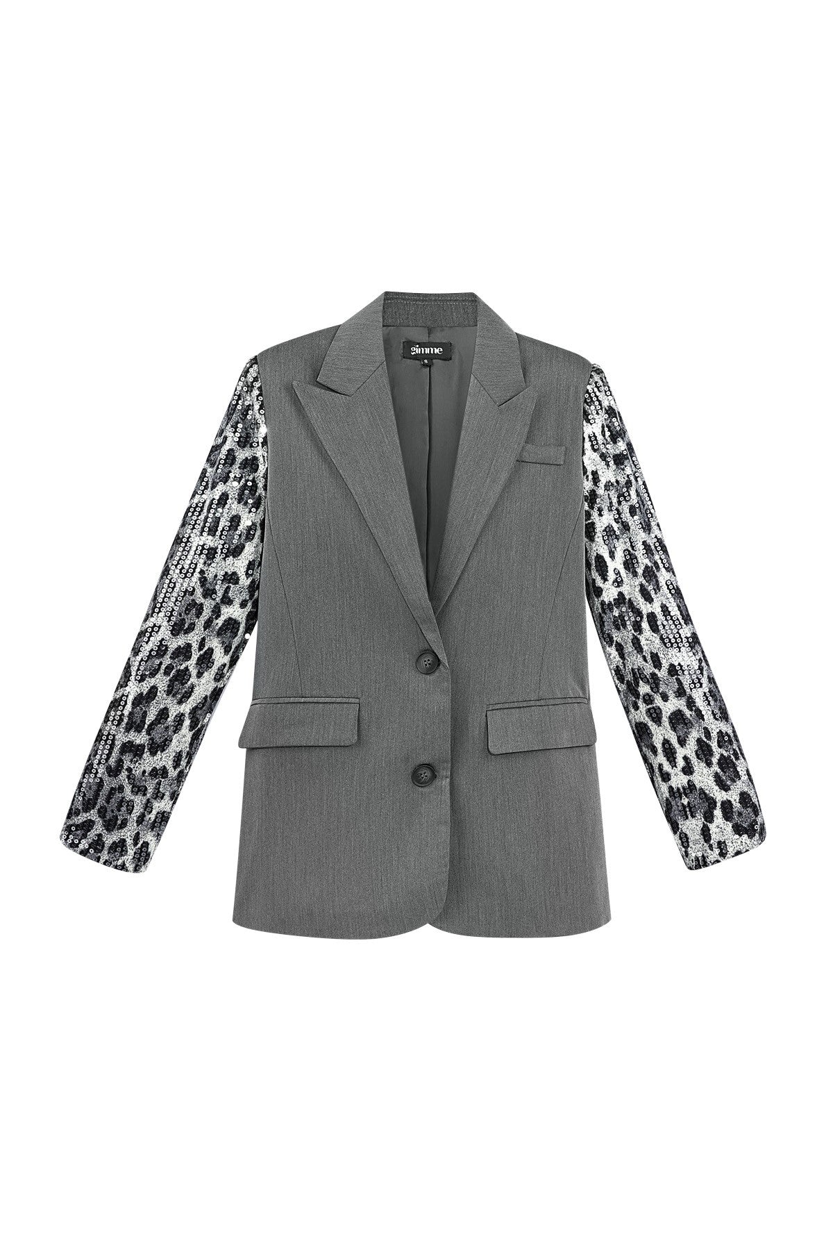 Blazer panterprint glitter mouw