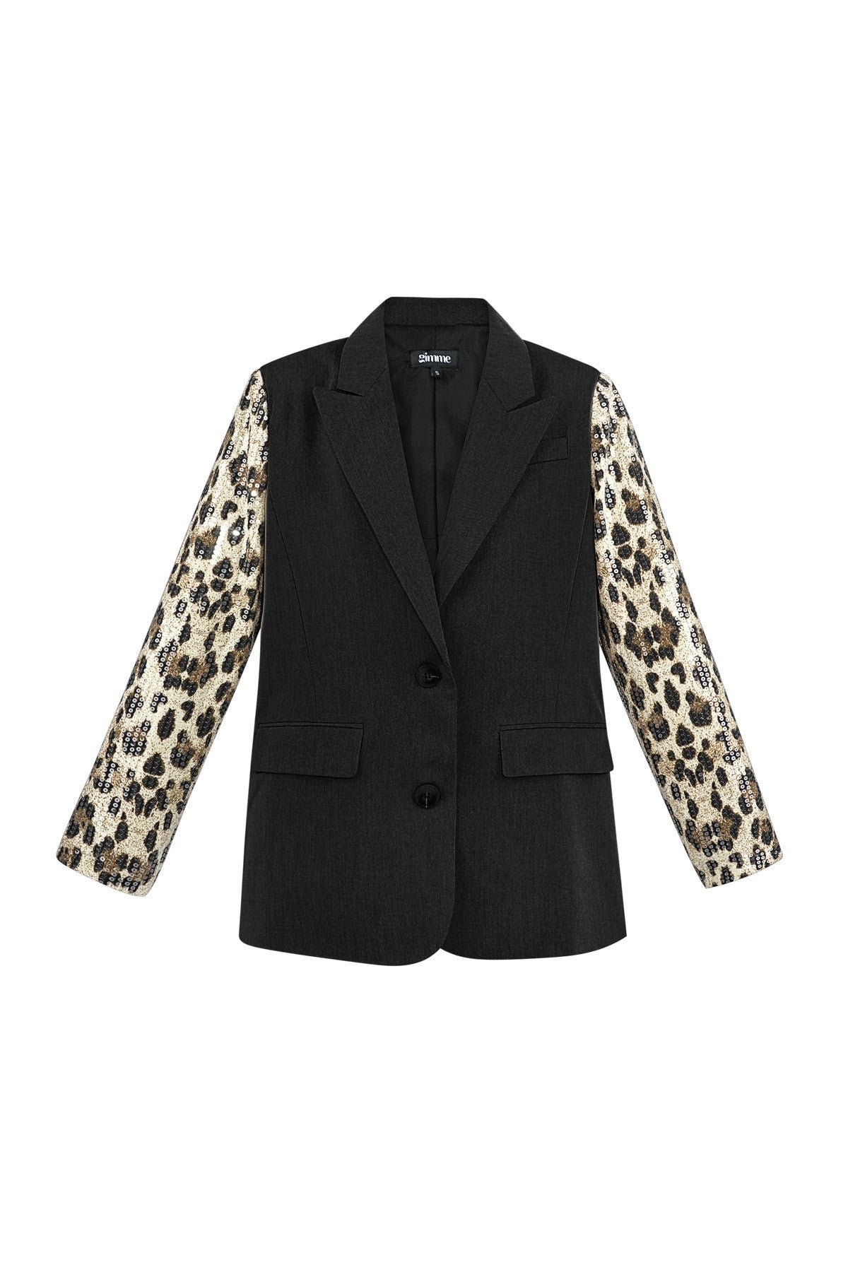 Blazer panterprint glitter mouw