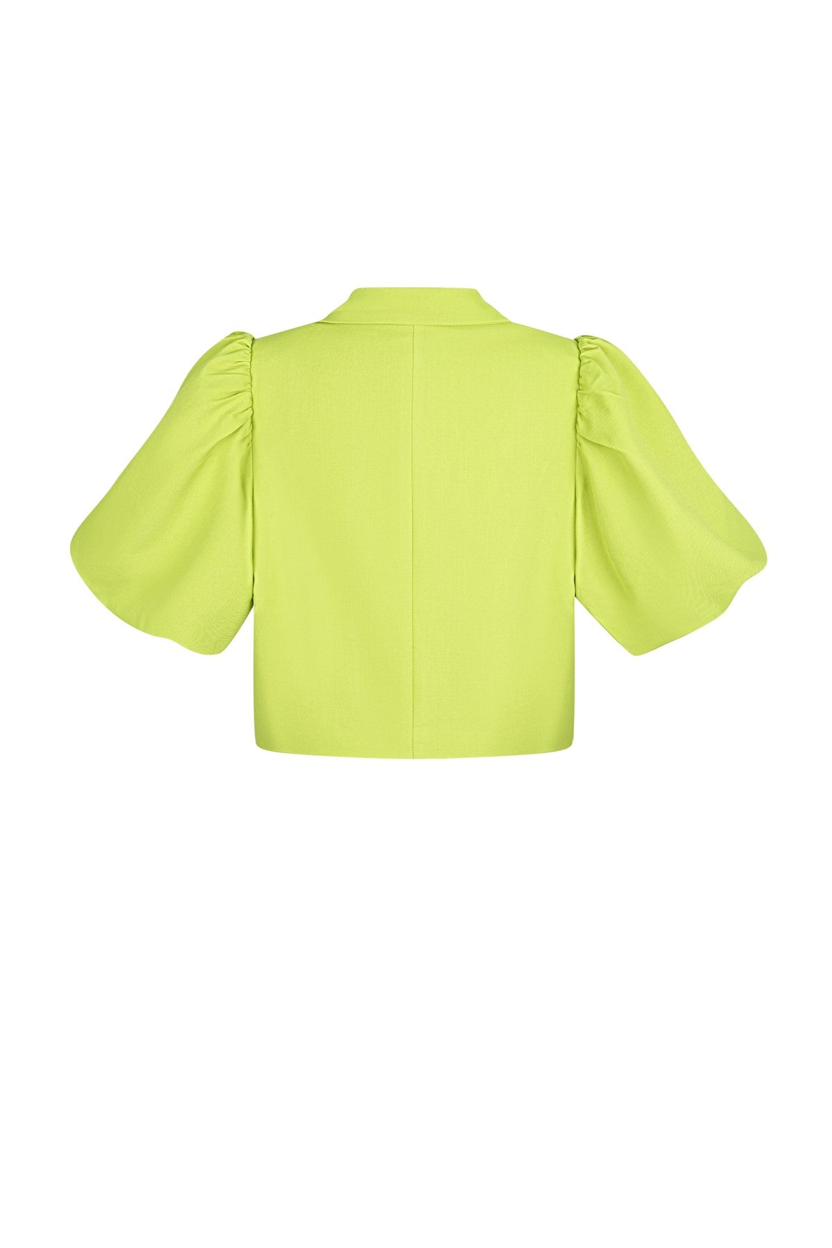 Women's Cropped Blazer with Puff Sleeves | Green