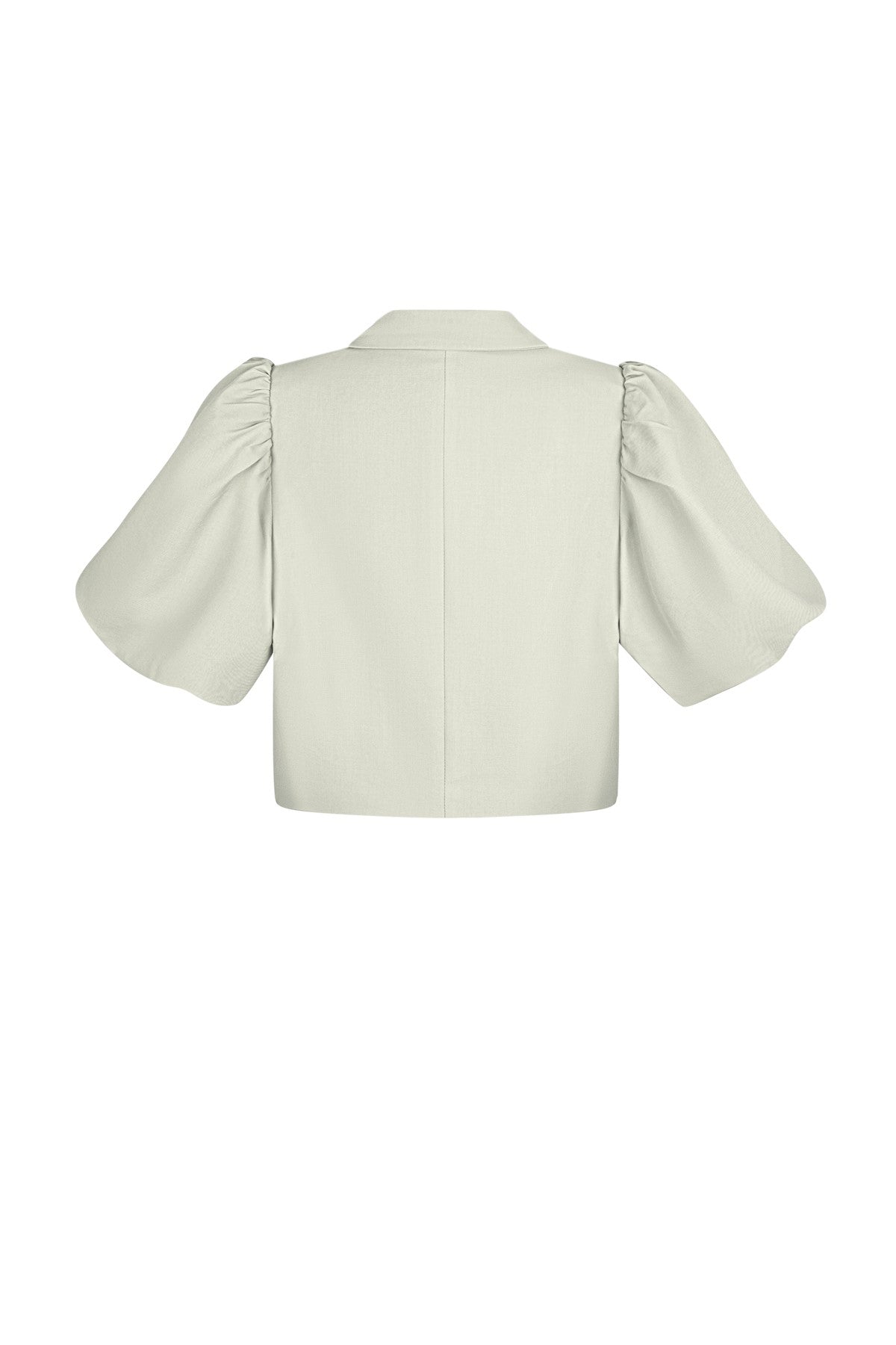 Dames Cropped Blazer met Puff Sleeves | Groen, Beige & Fuchsia