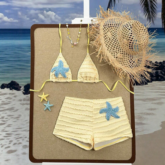 Bikini set with sequins and star-shaped design