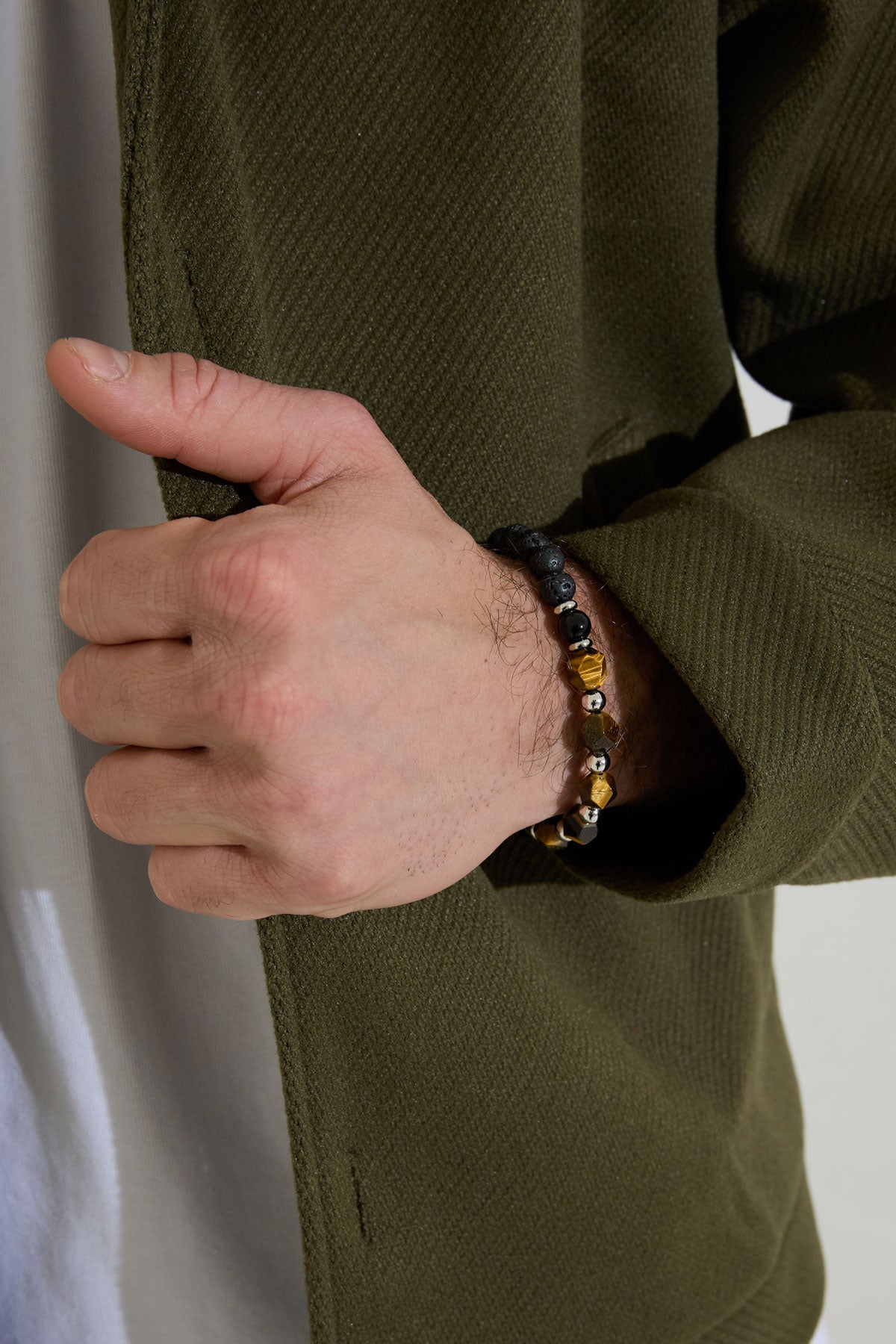 Herrenarmband Perlen schwarz/Farbe