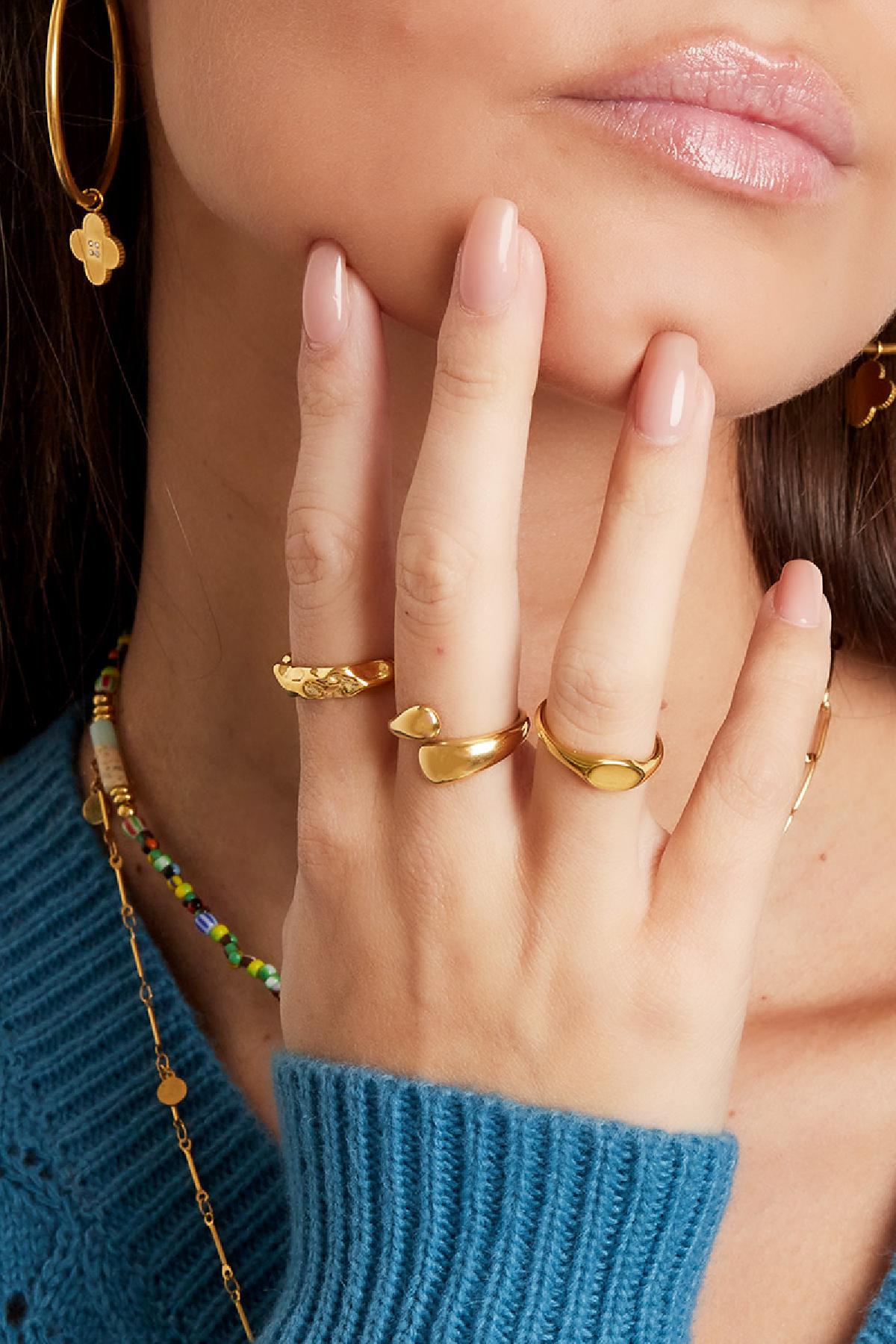 Tweekleurige roestvrijstalen ring Ring Ring Goud kleur Stainless Steel One size