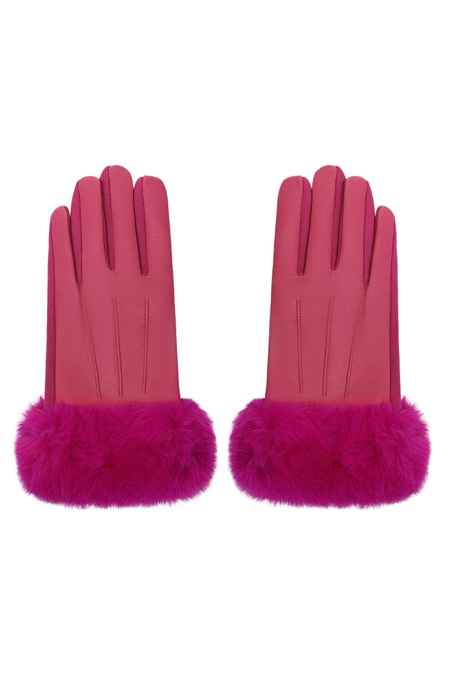 Handschoenen imitatiebont en leren look