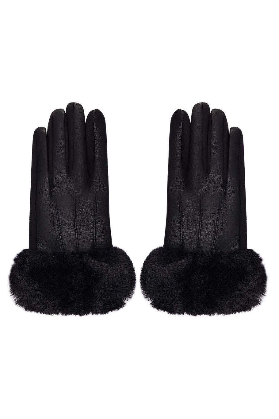 Handschoenen imitatiebont en leren look