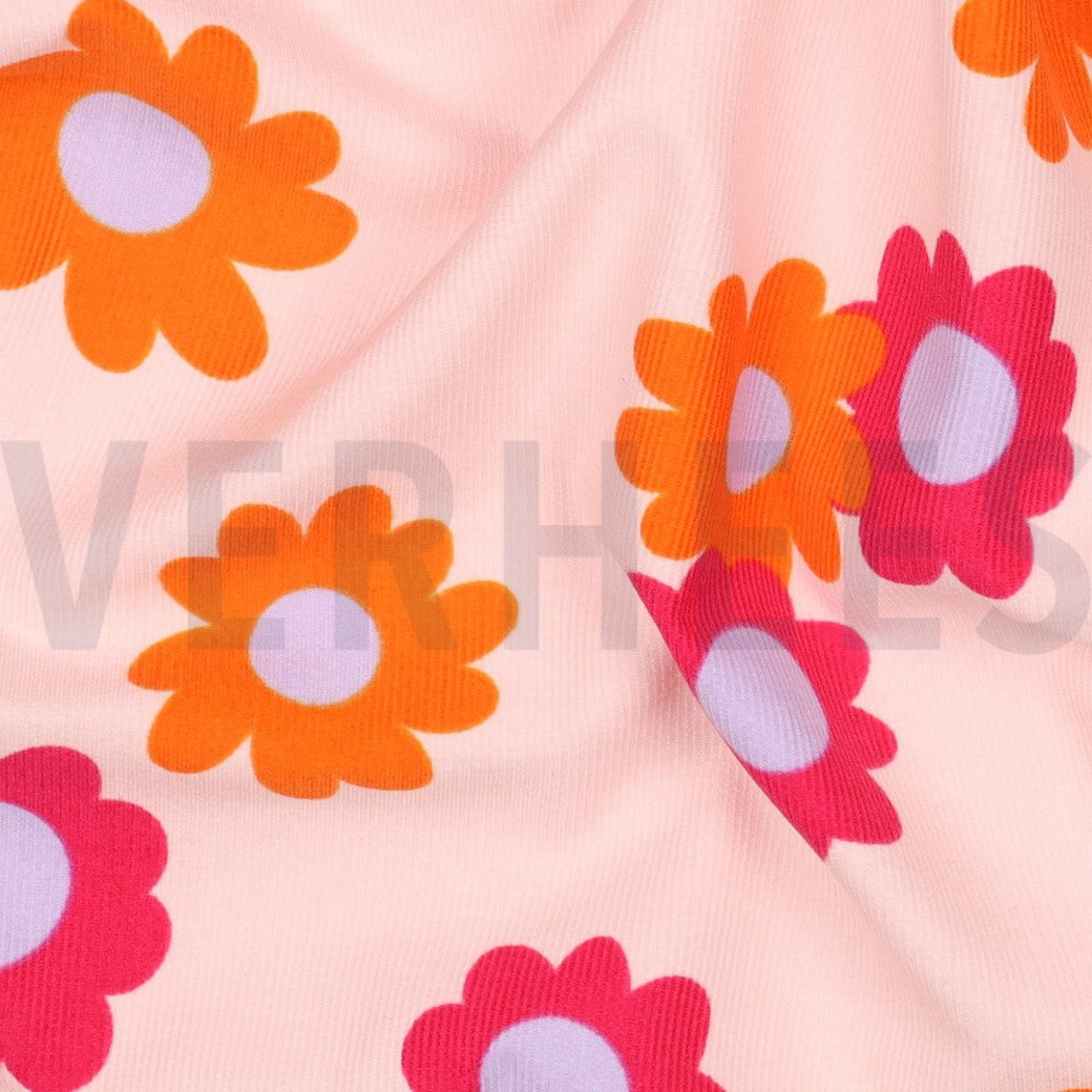 Corduroy Babyrib Dress Jasmine – Girls' A-Line Floral Print Dress | Blue, Navy & Light Pink | Sizes 116-164