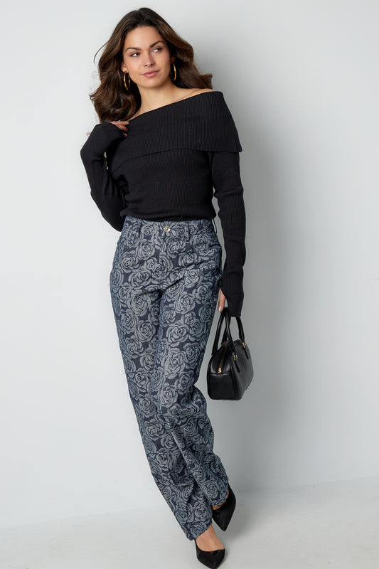Cotton Woven Vrouwen Rechte Broek Casual Bloemenprint