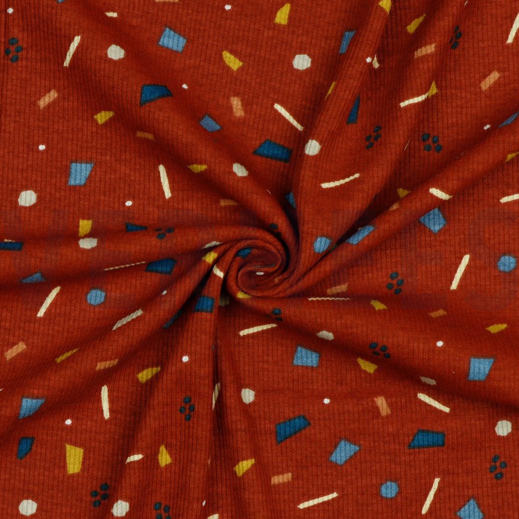 Rib jersey jongens blouse met print