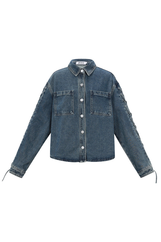 Geweven Katoen Vrouwen Jeansjack Casual Met Sluiting