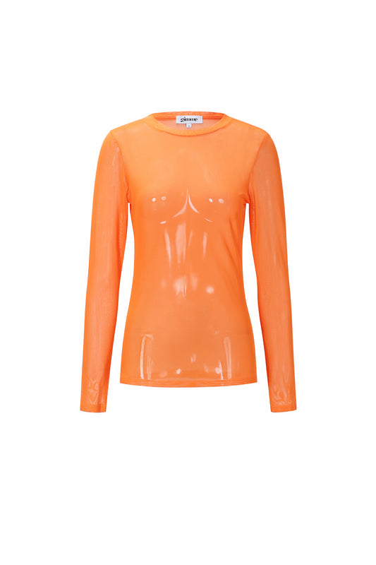 Mesh top met lange mouwen