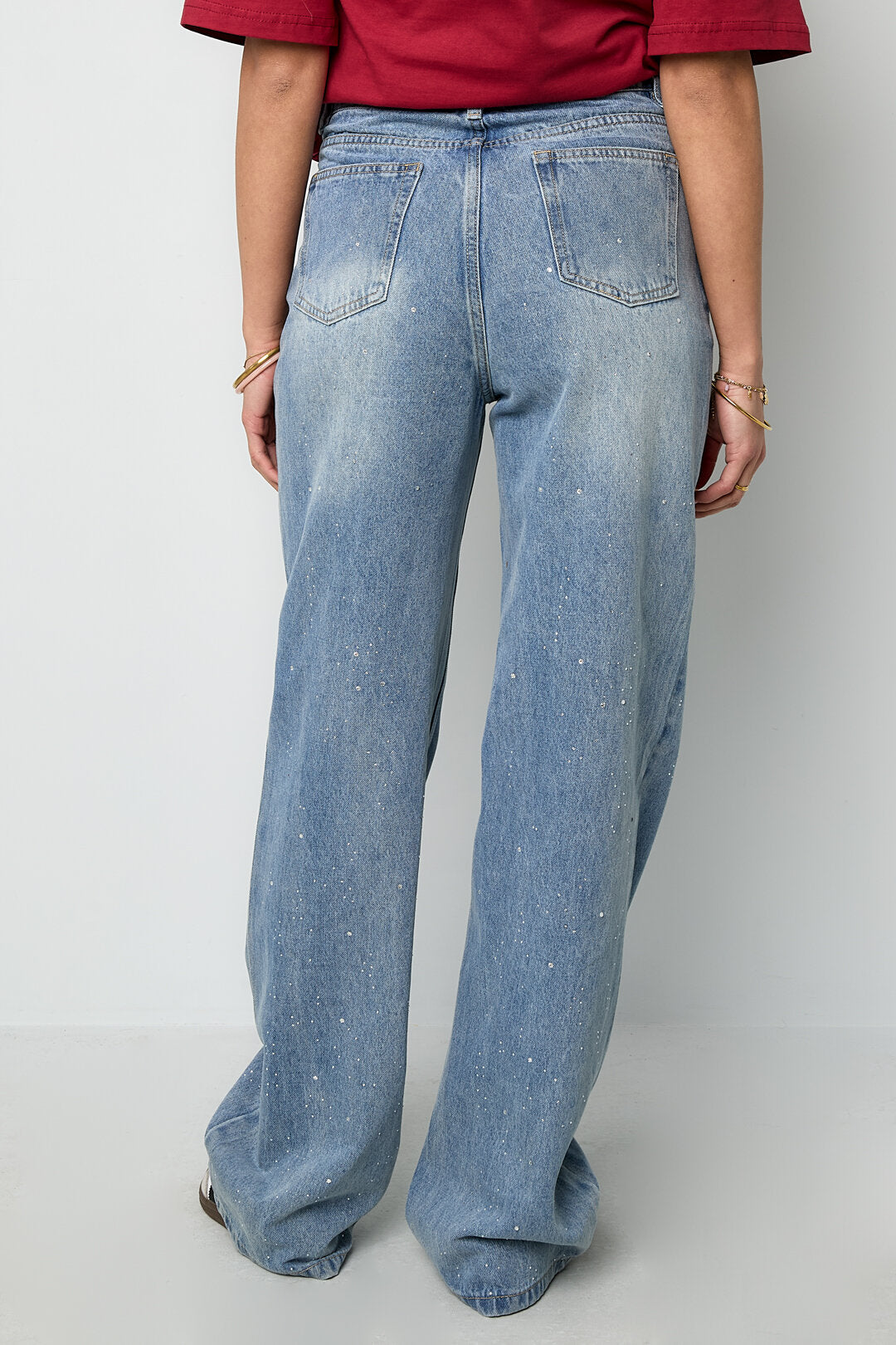 Gimme Off-White & Light Blue Straight Denim Pants