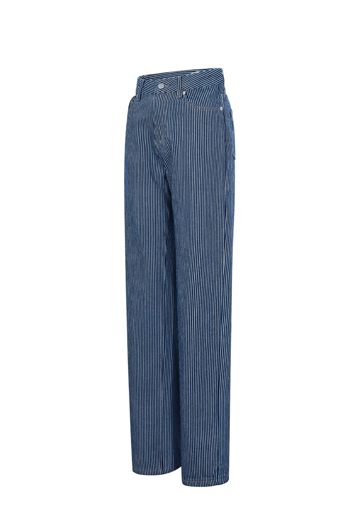 Geweven Katoen Vrouwen Rechte Broek Casual Strepen