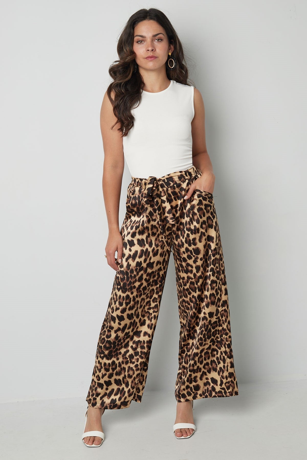 Wide Leg Broek Luipaardprint | Hoge Taille | Bruin