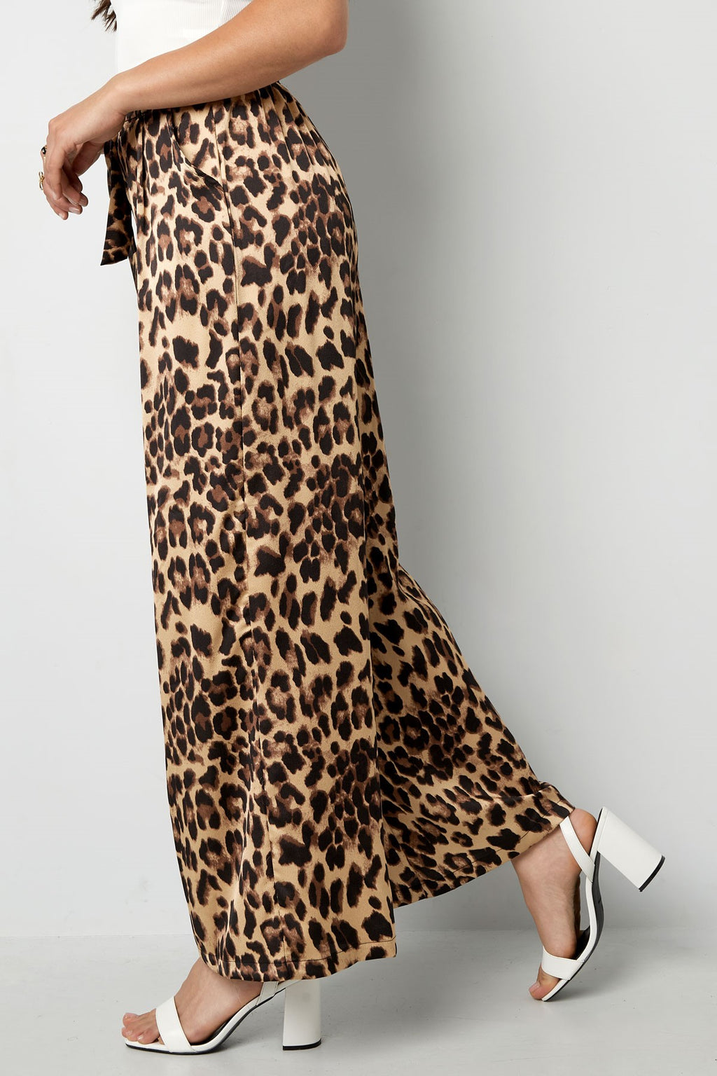 Wide Leg Trousers Leopard Print | High Waisted | Brown