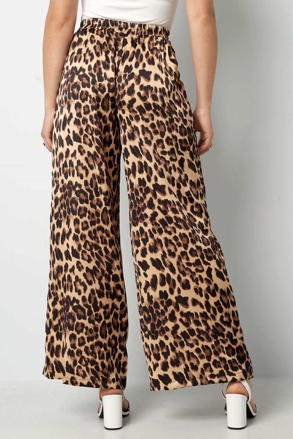 Wide Leg Trousers Leopard Print | High Waisted | Brown