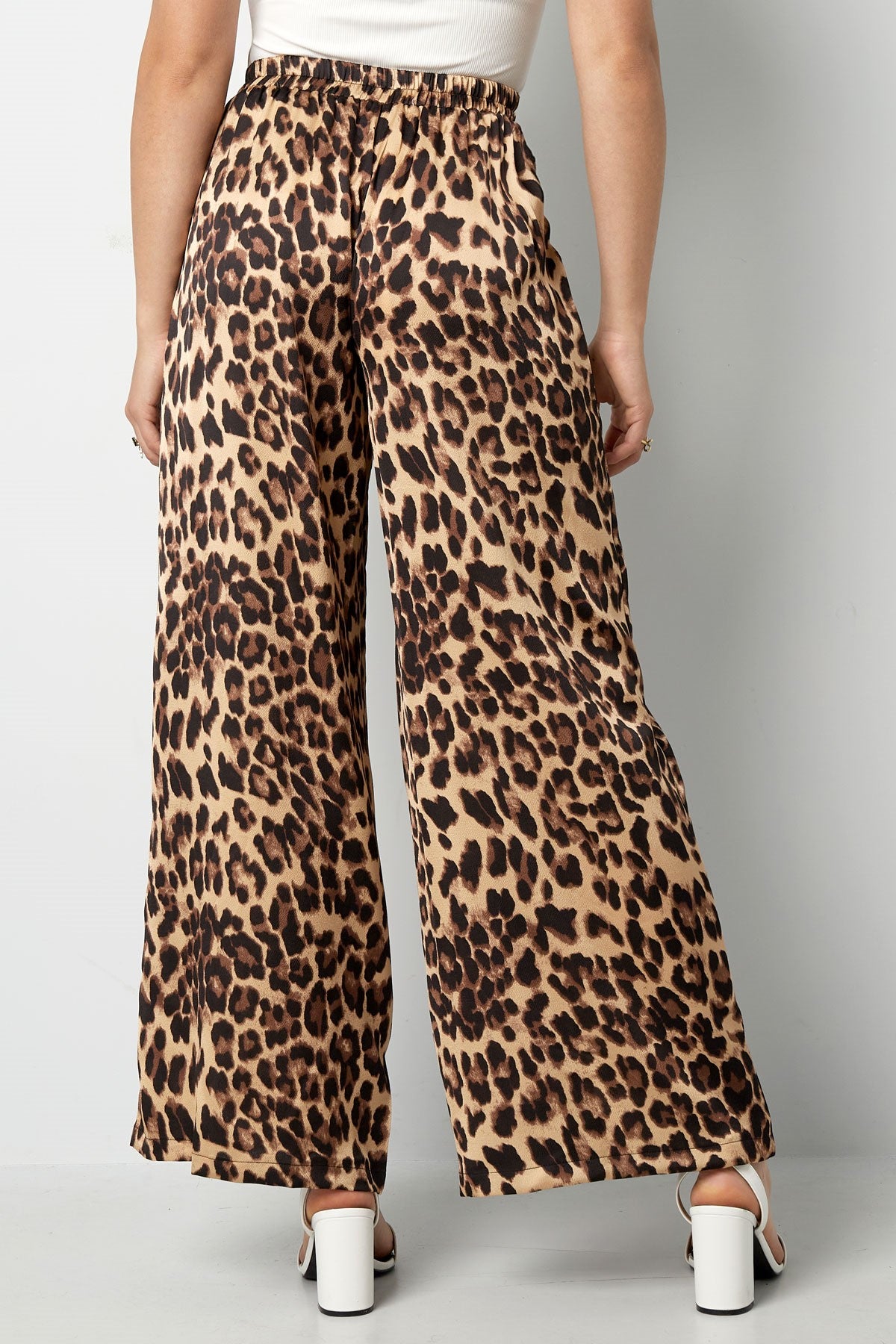 Wide Leg Trousers Leopard Print | High Waisted | Brown