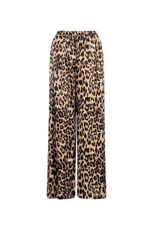 Wide Leg Trousers Leopard Print | High Waisted | Brown