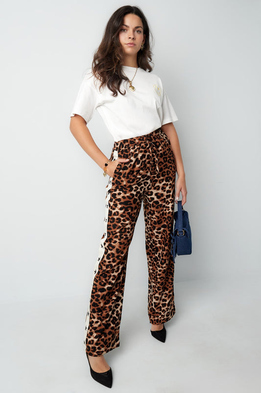 Wild leopard broek streep