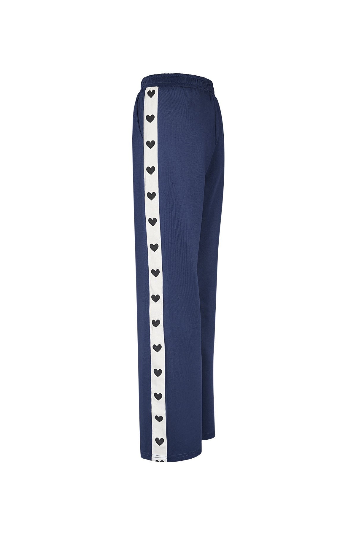 Women's woven straight-leg sporty heart-patterned trousers