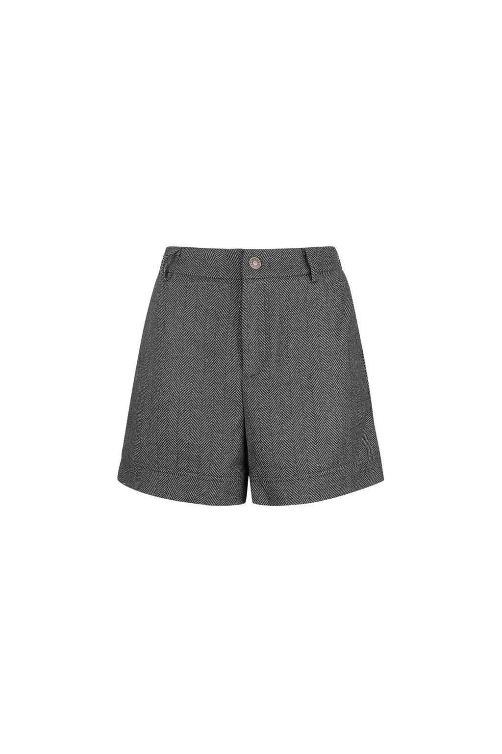 High Waisted Shorts Women | Structured Fit | Dark Grey & Beige