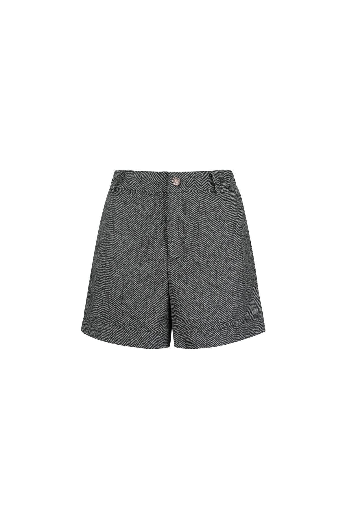 High-Waist Shorts Damen | Strukturierte Passform | Dunkelgrau & Beige