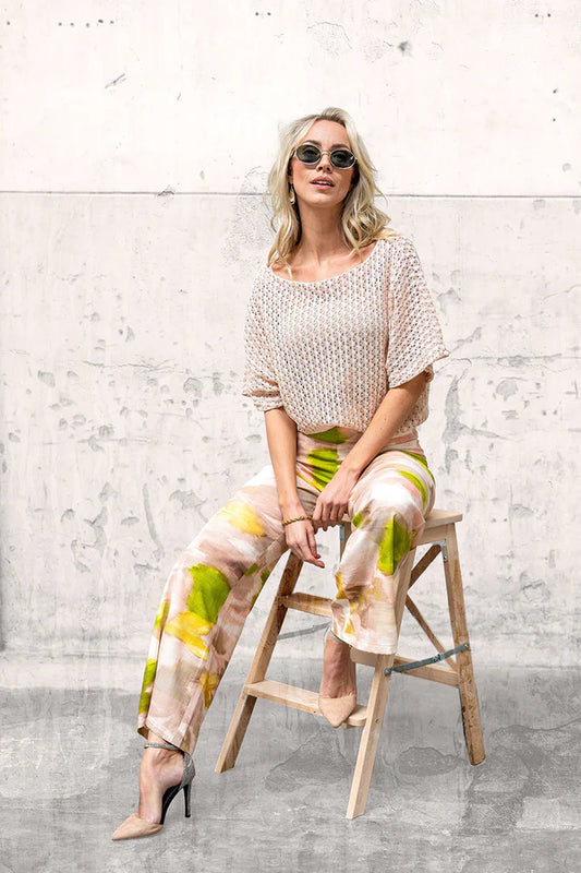 Viscose linnen vrouwen broek abstract print