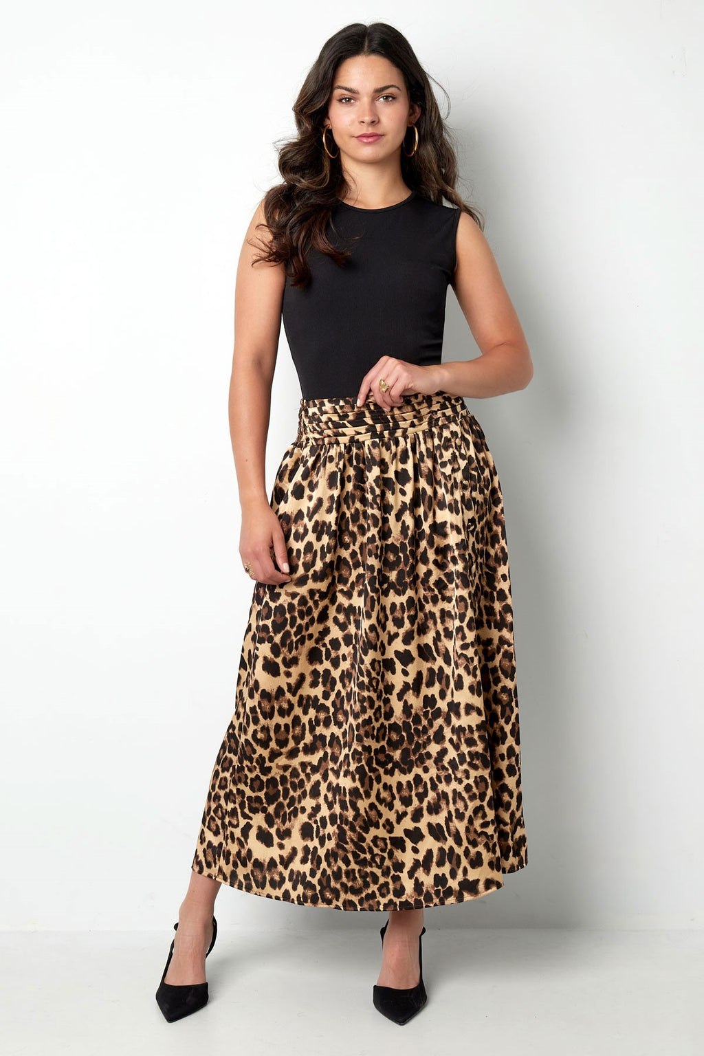 Midirock mit Leopardenmuster | Elastischer Bund | Damen