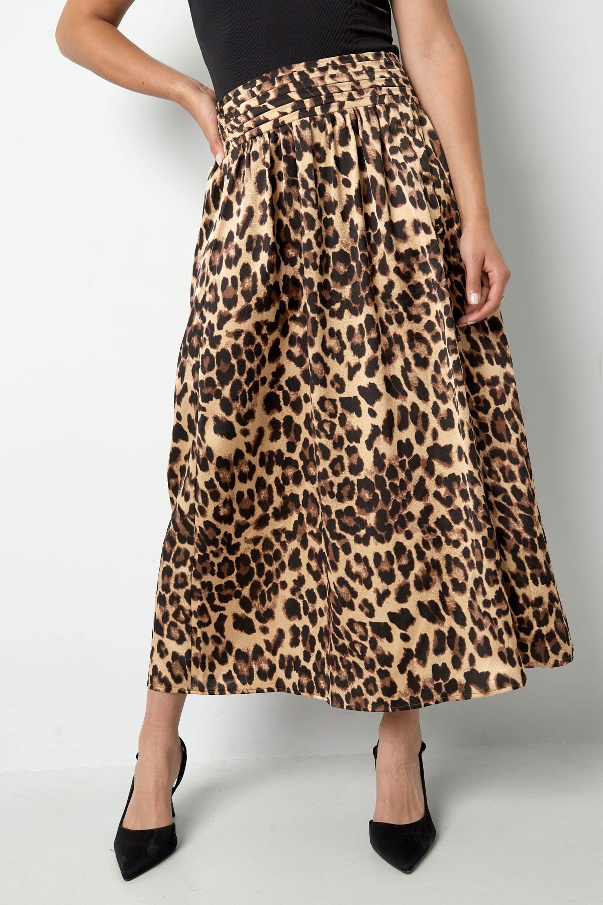 Midirock mit Leopardenmuster | Elastischer Bund | Damen