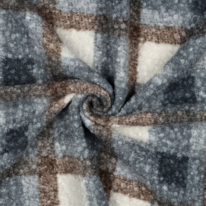 Karo-Damenminirock Tess aus Teddy-Bouclé – Blau