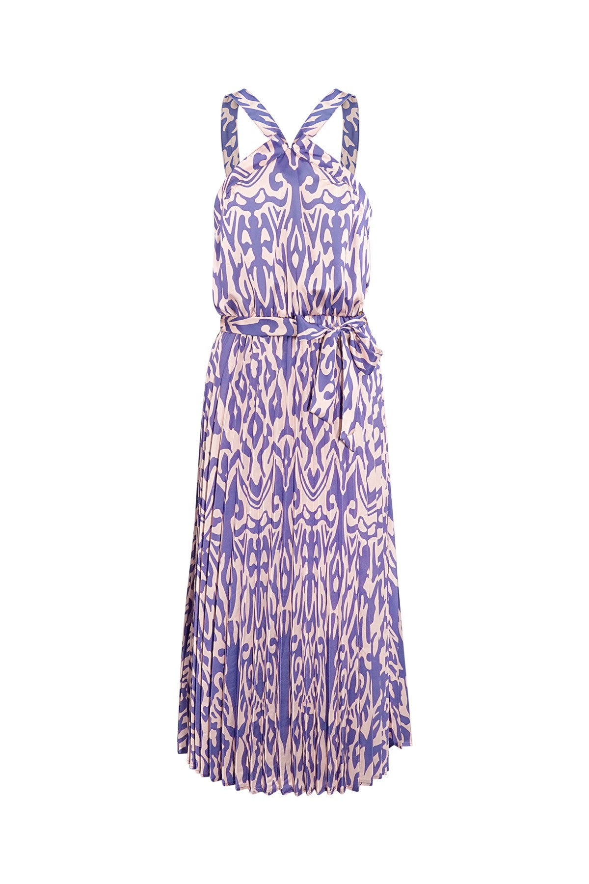 Maxi Jurk Dames Halterhals – Gedrukt Patroon | Paars & Fuchsia