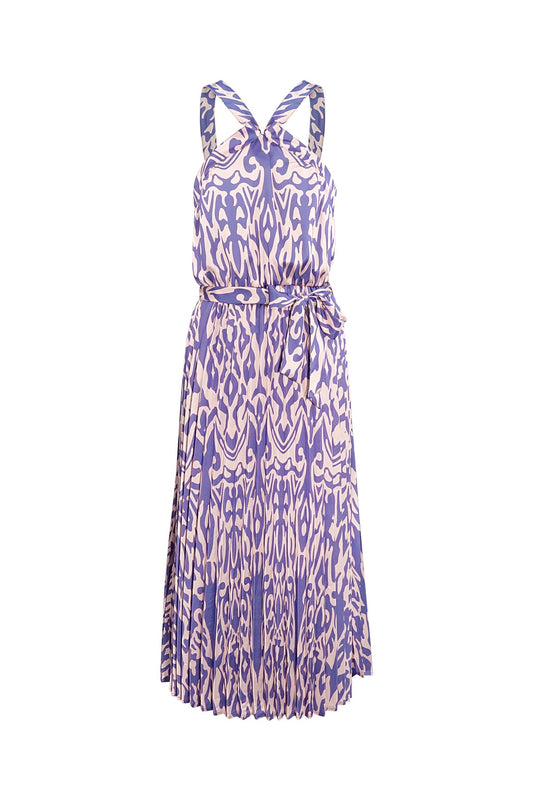 Women's Maxi Dress Halter Neck – Printed Pattern | Purple & Fuchsia