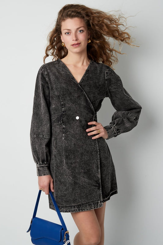 Denim overslagjurk