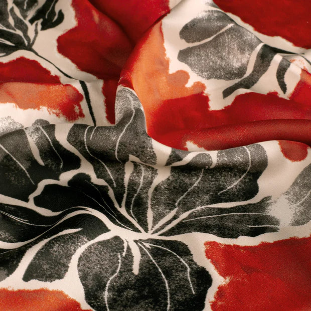 Satijnen midi jurk met bloem motief