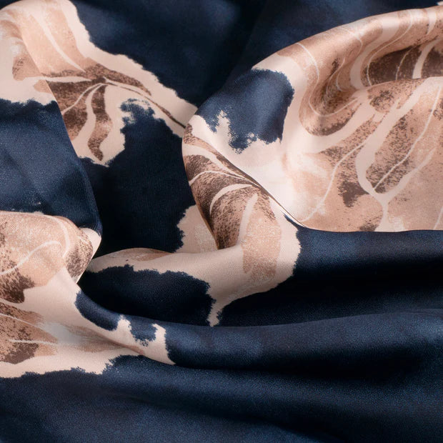 Satijnen midi jurk met bloem motief