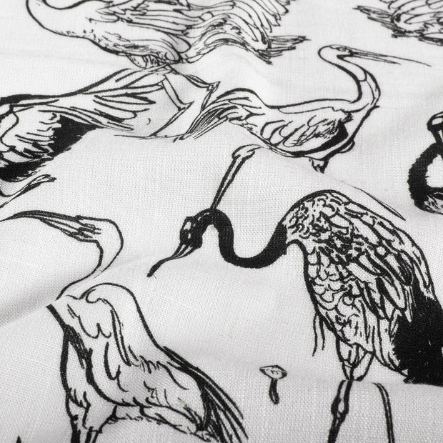 Women's Summer Dress Bird Print – Viscose Linen | White & Black