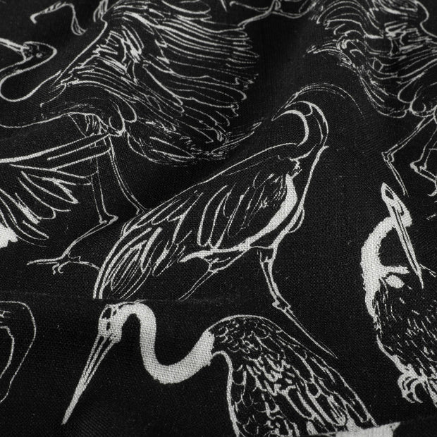 Women's Summer Dress Bird Print – Viscose Linen | White & Black