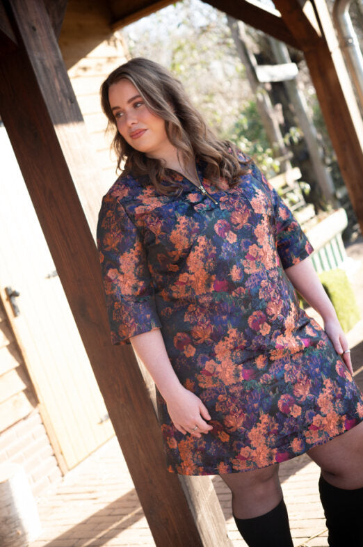 Noëlle jacquard floral print dress
