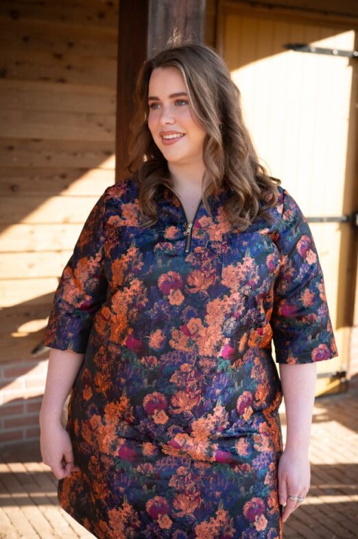 Noëlle jacquard floral print dress
